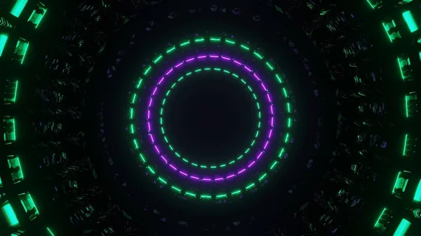 Atemberaubende Illustration Eines Futuristischen Tunnels Mit Neonlicht — Stockfoto