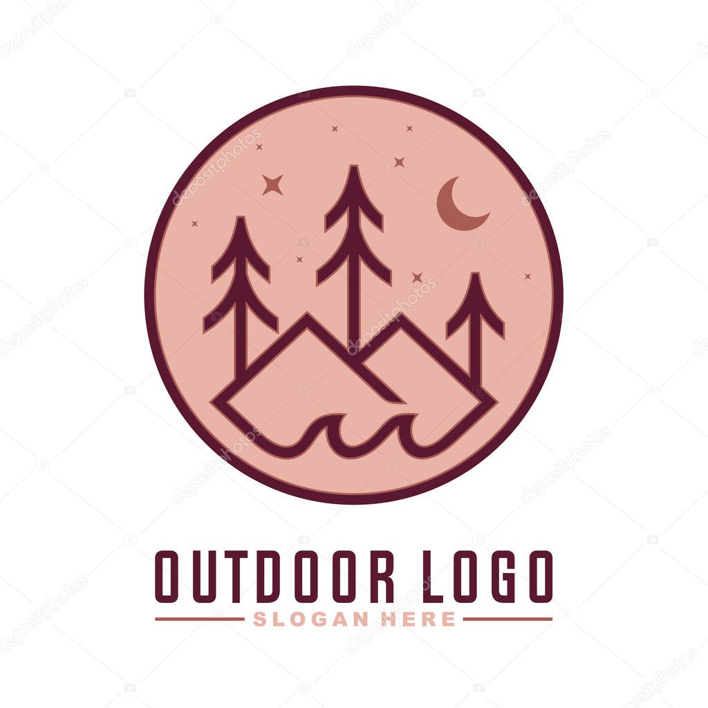 Forests with Water Logo Vector, Forest logo design Template, Concept, Creative design, Illustration