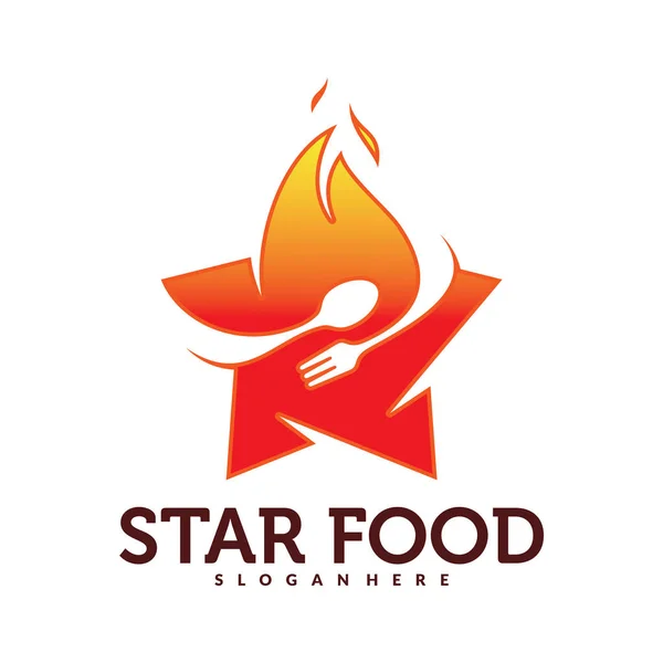 Logo Bintang Makanan Konsep Desain Vektor Ilustrasi - Stok Vektor