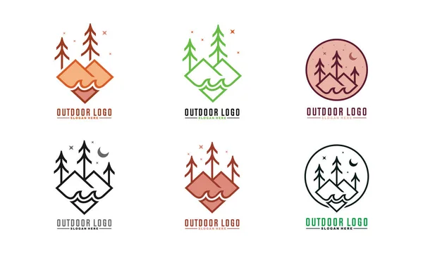 Forests Water Logo Vector Template Illustration — Stock Vector