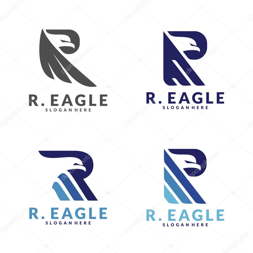 eagle with Initial R logo vector template Illustration