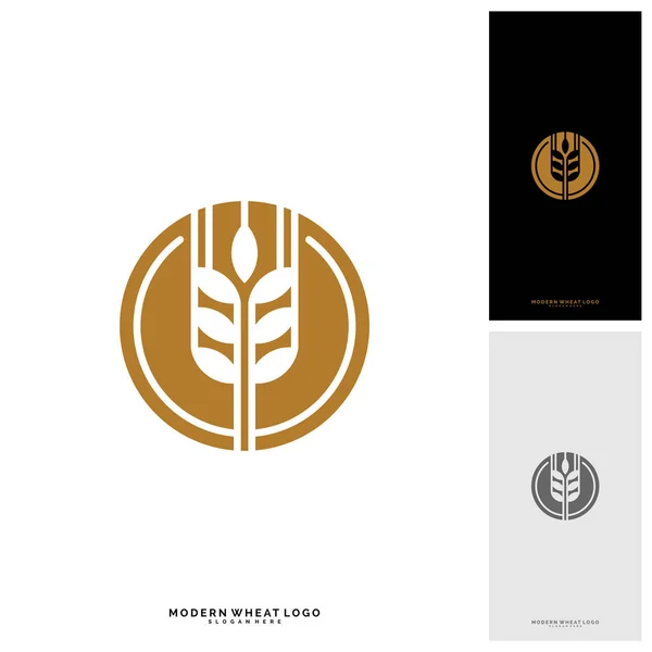 Buğday Lüks Tahıl ve ekmek etiketleri. Doğa buğdayı. Tarım Buğday Logosu Şablonu Vektörü — Stok Vektör