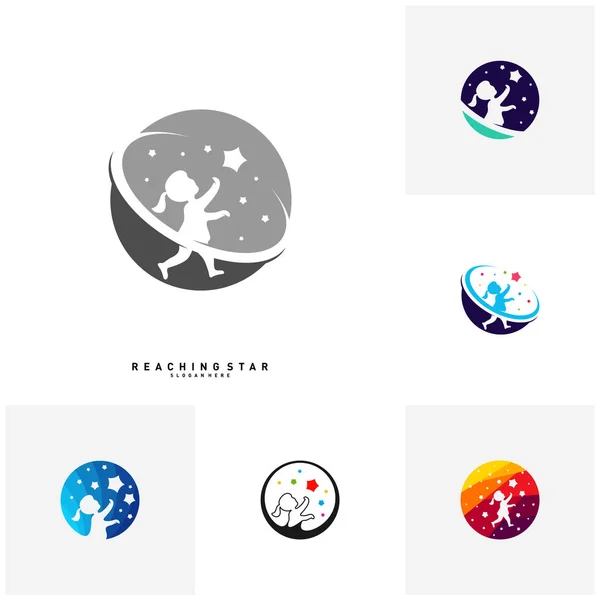 Set of Take a Star Logo Design Template Vector. Reaching Stars Concepts. Creative Symbol - Vector — Stock Vector