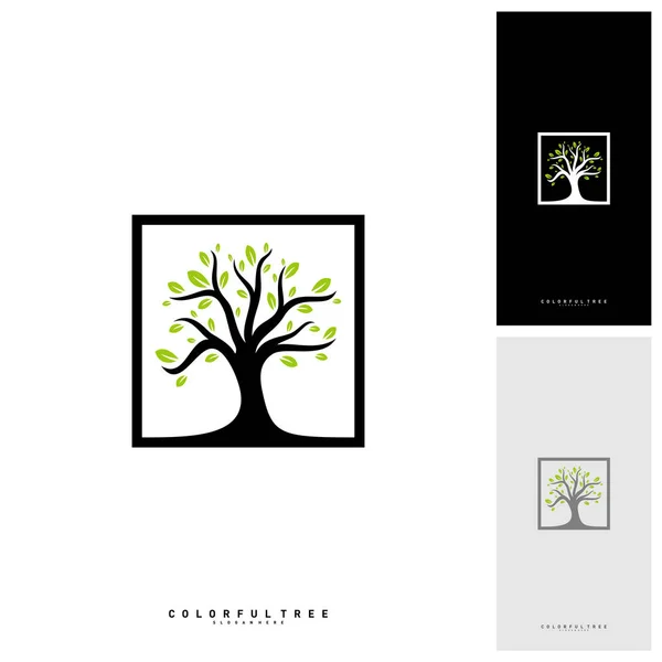 Plantilla de diseño de logotipo de árbol colorido. Conceptos del logotipo del árbol de lujo. Naturaleza Logo Conceptos Vector — Vector de stock