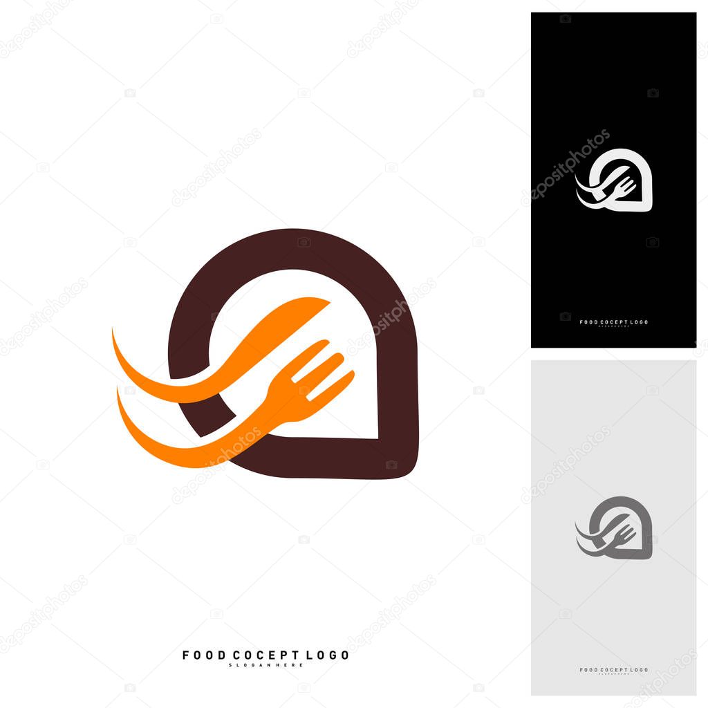 Food Talk Logo Concept Designs Vector, Food Discuss Logo, Food Forum logo Template - Vector