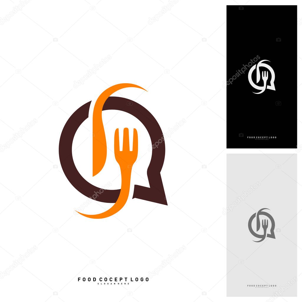 Food Talk Logo Concept Designs Vector, Food Discuss Logo, Food Forum logo Template - Vector
