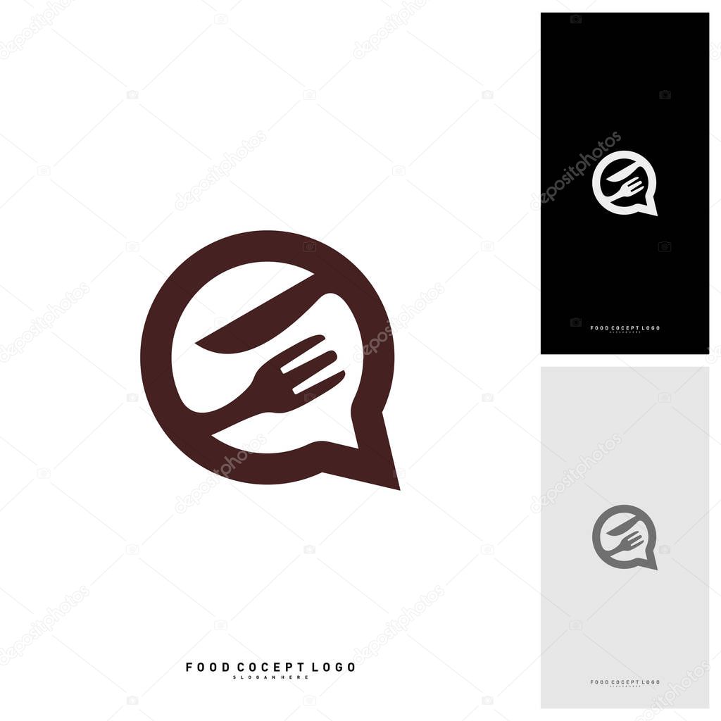 Food Talk Logo Concept Designs Vector, Food Discuss Logo, Food Forum logo Template - Vector