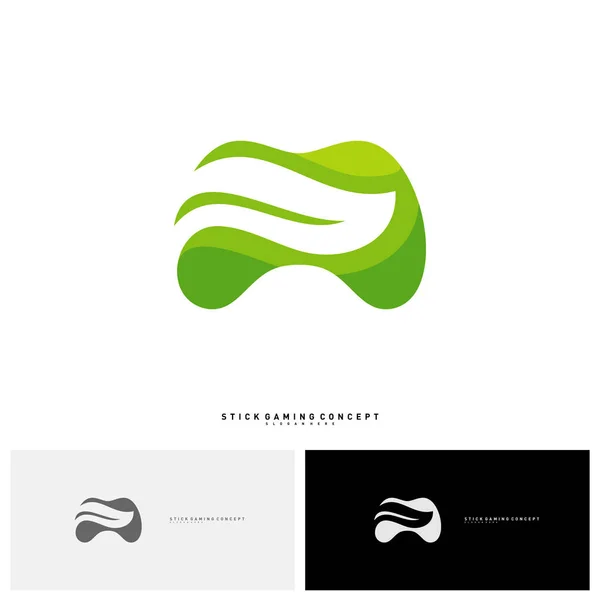 Natur Steuerknüppel Spiel Logo Konzept Vorlage Design-Vektor. Spiel mit Blatt-Logo Symbol - Vektor — Stockvektor