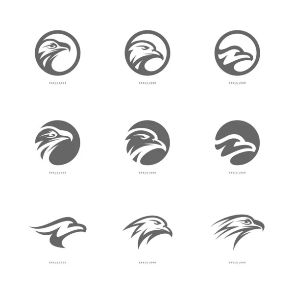 Ensemble de modèle de conception de logo Eagle vecteur. Icône concept Head Eagle — Image vectorielle