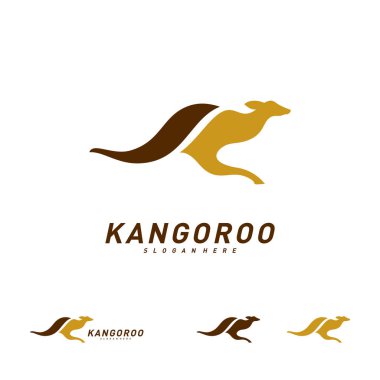 Kanguru logosu tasarım vektör şablonu. Kanguru Hızlı Logo Kavramları