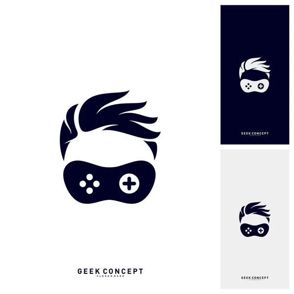 Geek Games Leaf Logo Concept Vector. Game Geek Logo Sjabloon - Vector — Stockvector