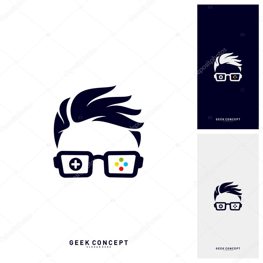 Geek Games Leaf Logo Concept Vector. Game Geek Logo Template - Vector