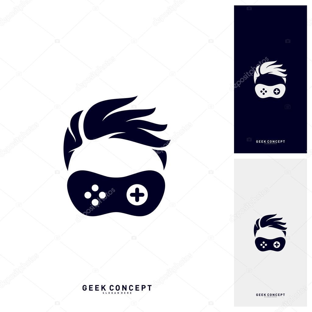 Geek Games Leaf Logo Concept Vector. Game Geek Logo Template - Vector