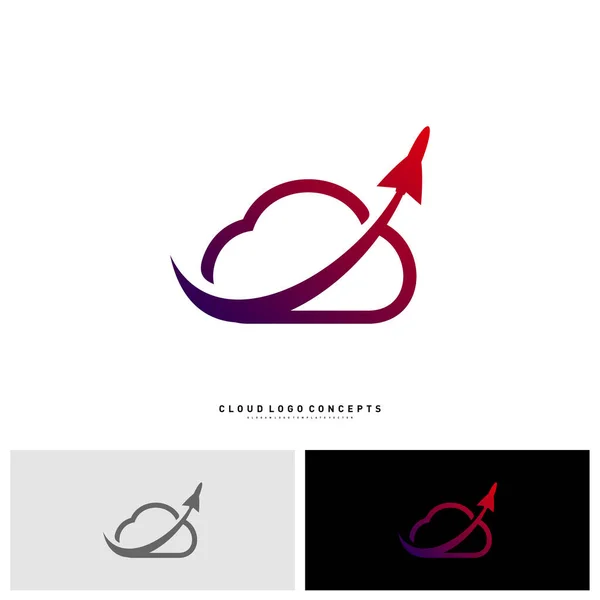 Vector de diseño de logotipo de nube de avión. Vector de plantilla de logotipo de nube de transporte — Vector de stock