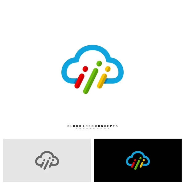 People Cloud Logo Design Concept Vector (en inglés). Vector moderno del logotipo del hombre de la nube — Vector de stock