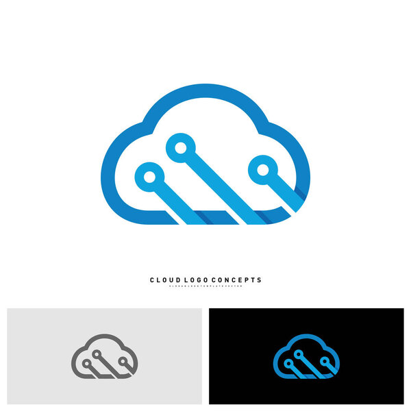 Cloud Tech Logo Design Concept Vector. Tech Cloud Logo Template Vector