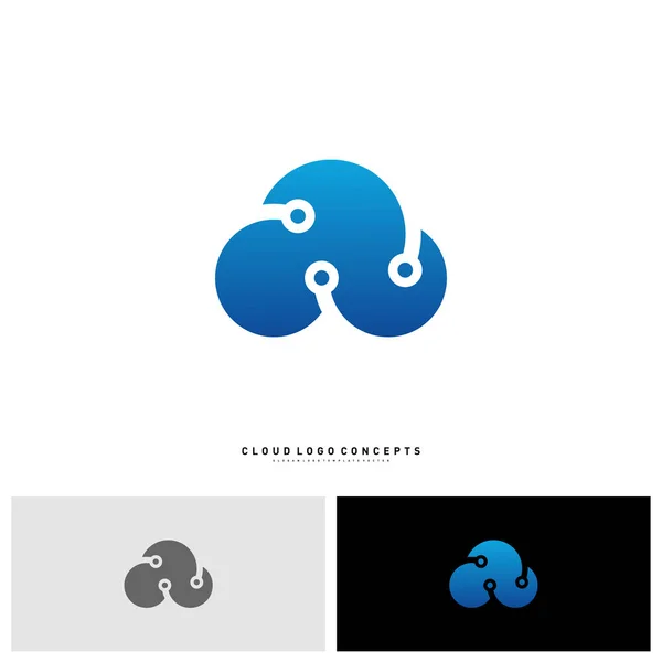 Cloud Tech Logo Tasarım Vektörü. Teknik Bulut Logo Şablonu Vektörü — Stok Vektör