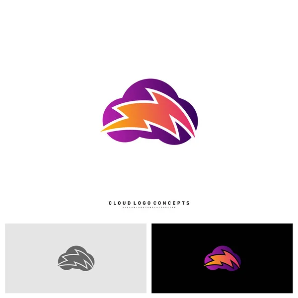Storm Cloud Logo Design Concept Vector. Modèle de logo de nuage de tonnerre vecteur — Image vectorielle