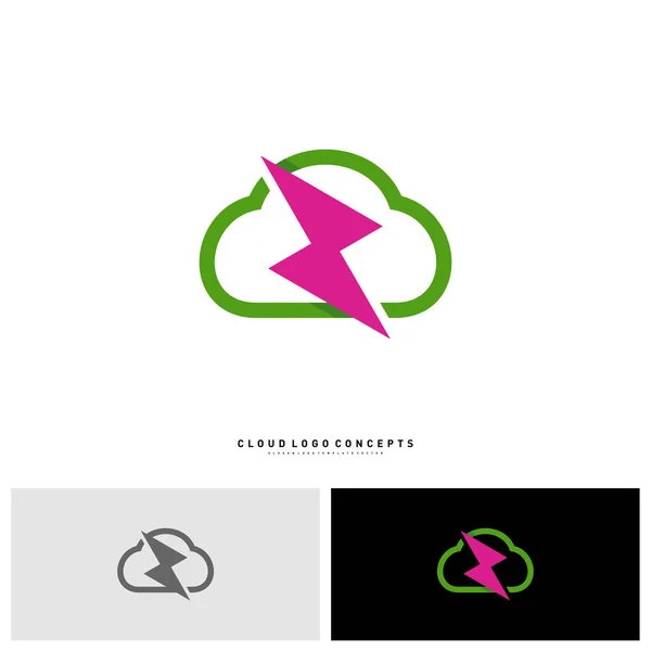Storm Cloud Logo Design Concept Vector. Vector de plantilla de logotipo de nube de trueno — Vector de stock