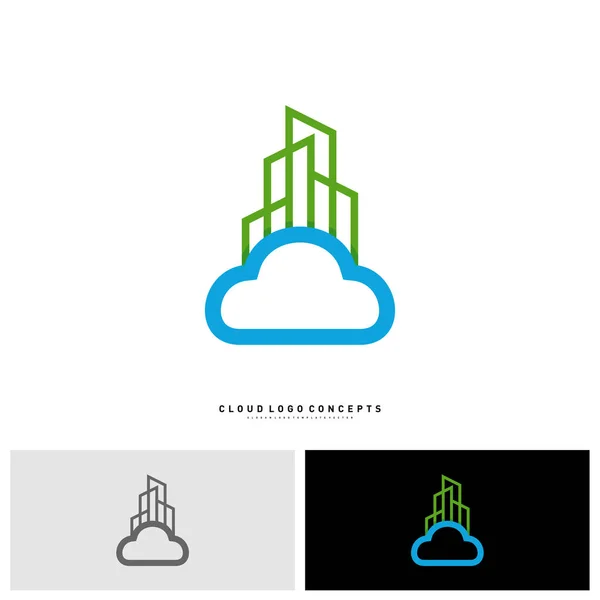 Vector moderno del concepto del diseño del logotipo de la nube del edificio. Plantilla de logotipo de Cloud City Vector — Vector de stock