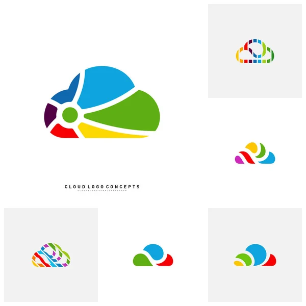 Set di Colorful Cloud Logo Design Concept Vector. Vettore modello logo vernice nuvola — Vettoriale Stock