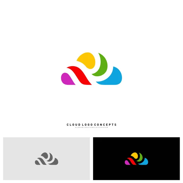 Bunte Wolke Logo Design Konzept Vektor. Wolke malen Logo Vorlage Vektor — Stockvektor