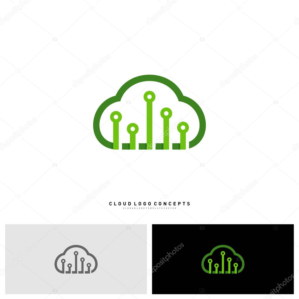 Cloud Tech Logo Design Concept Vector. Tech Cloud Logo Template Vector