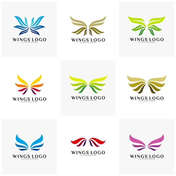 Zestaw Wing Logo Vector. Kolor Skrzydło Logo projekt koncepcja wektor szablon — Wektor stockowy