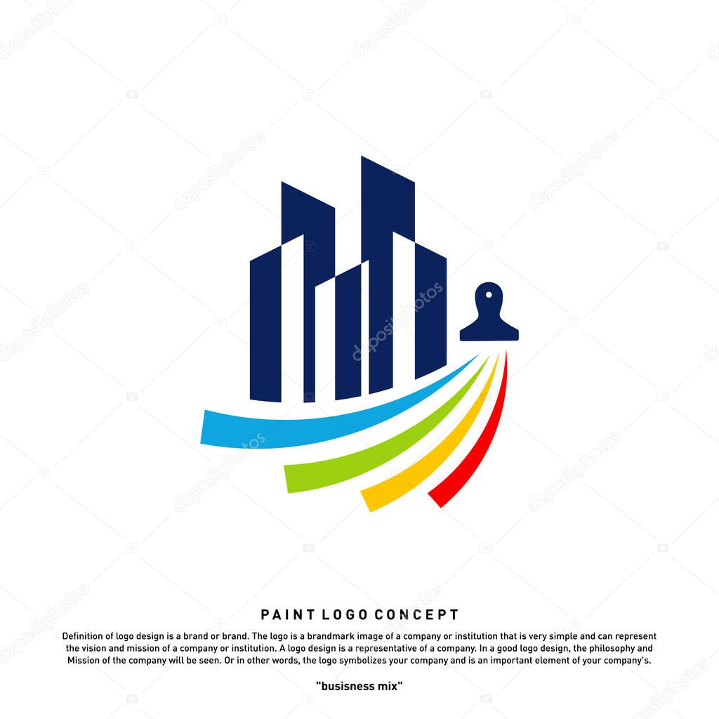Building Paint Logo Design Concept Vector. Colorful Modern City Logo Vector Template