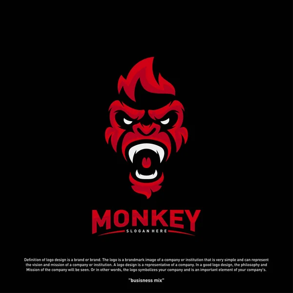 Modèle de logo de mascotte de singe Gorille Esport jeu vectoriel. Vecteur de logo de singe en tête moderne — Image vectorielle
