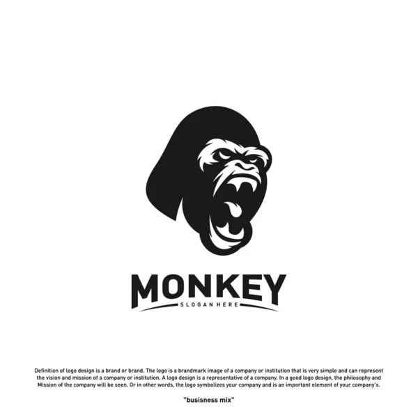 Monkey Gorilla Esport herní maskot logo šablona vektor. Vektor loga - moderní hlava opice — Stockový vektor