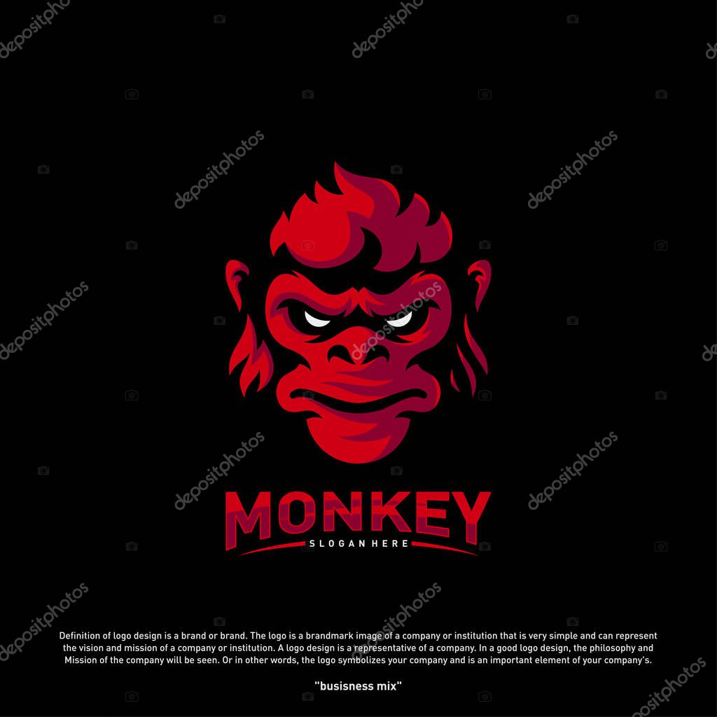 Monkey Gorilla Esport gaming mascot logo template Vector. Modern Head Monkey Logo Vector