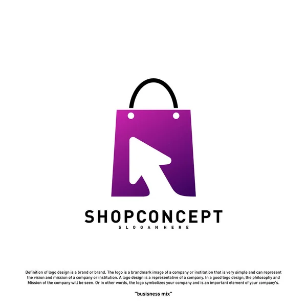 オンラインショップロゴデザインコンセプト。オンラインショッピングセンターロゴベクトル。オンラインストアとギフトのシンボル. — ストックベクタ