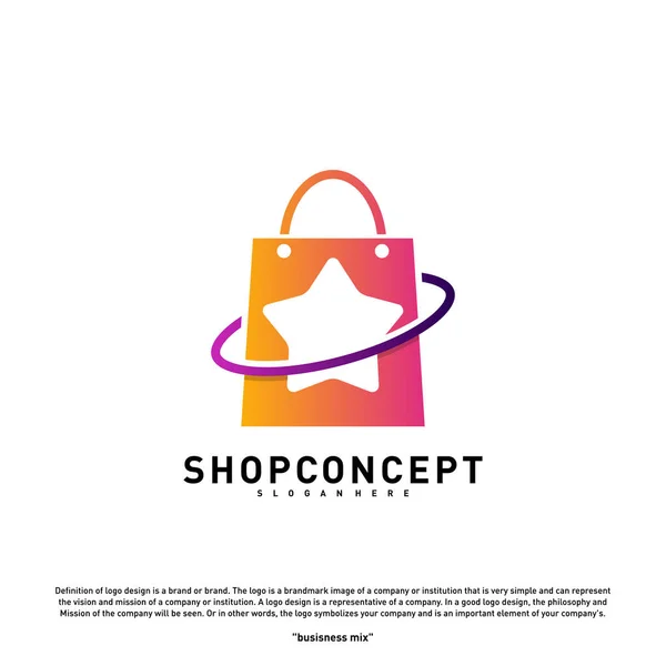 Star Shop Logo Design Concept. Shopping center Logo Vector. Loja e símbolo de presentes . — Vetor de Stock