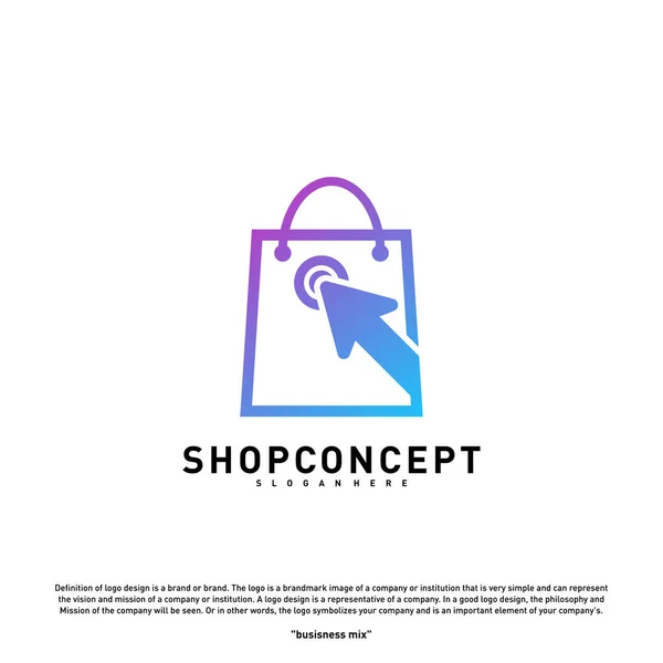 Koncepcja logo sklepu internetowego. Centrum handlowe online Logo Vector. Sklep internetowy i symbol prezentów. — Wektor stockowy