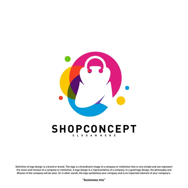 Buntes Shop-Logo-Design-Konzept. Einkaufszentrum-Logo-Vektor. Geschäft und Geschenke Symbol. — Stockvektor