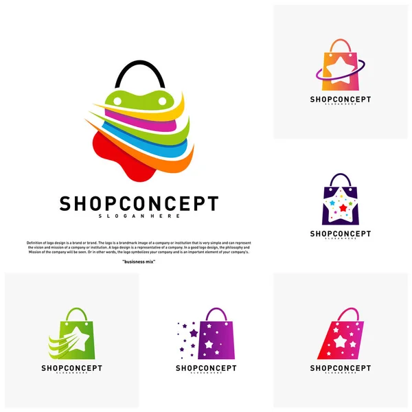 Set von Star Shop-Logo-Design-Konzept. Einkaufszentrum-Logo-Vektor. Geschäft und Geschenke Symbol. — Stockvektor