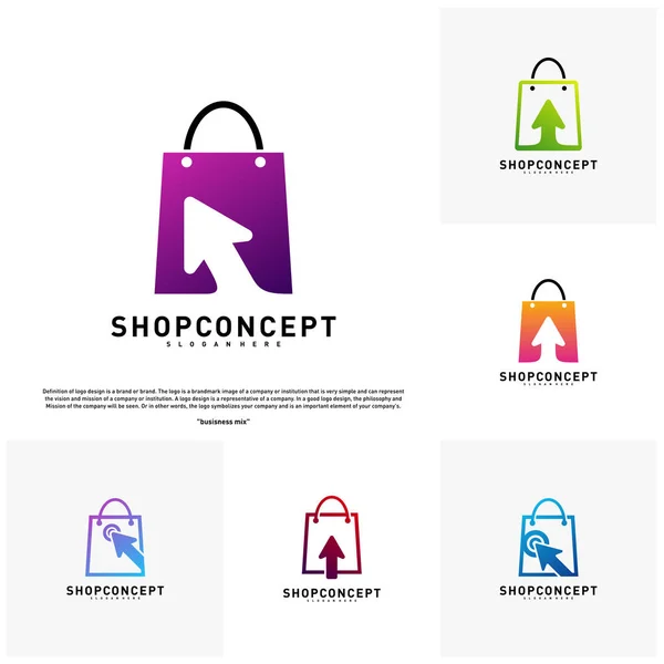 Set von Online-Shop-Logo-Design-Konzept. Online-Shopping-Center-Logo. Online-Shop und Geschenke Symbol. — Stockvektor