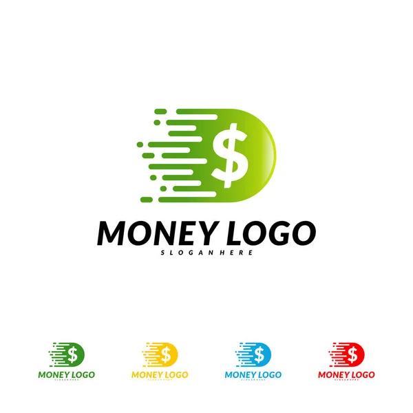Logo Fast Money Design Concept Vector. Szablon logo szybkiej monety — Wektor stockowy