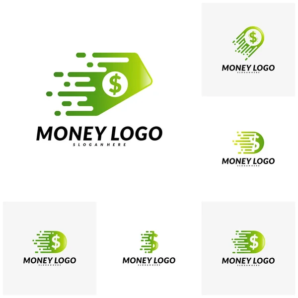 Zestaw logo Fast money Design Concept Vector. Szablon logo szybkiej monety — Wektor stockowy