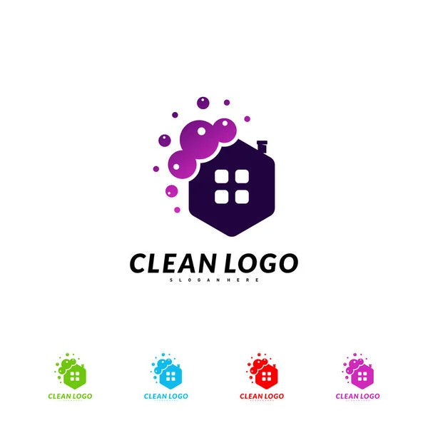 Vector de diseño del logotipo de limpieza de la casa. Plantilla de logotipo de limpieza — Vector de stock