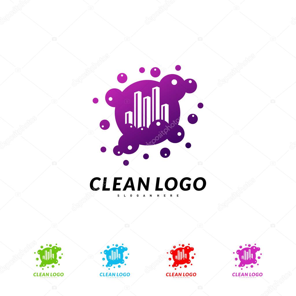 Modern City Cleaning Logo Design Concept. Building Cleaning Logo Template