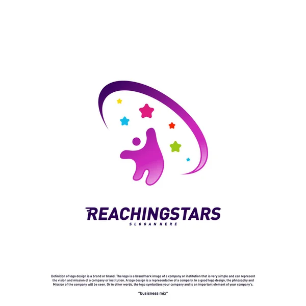 Reaching Stars Logo Design Concept Vector. Child Dream star logo. Colorful, Creative Symbol, Icon — ストックベクタ