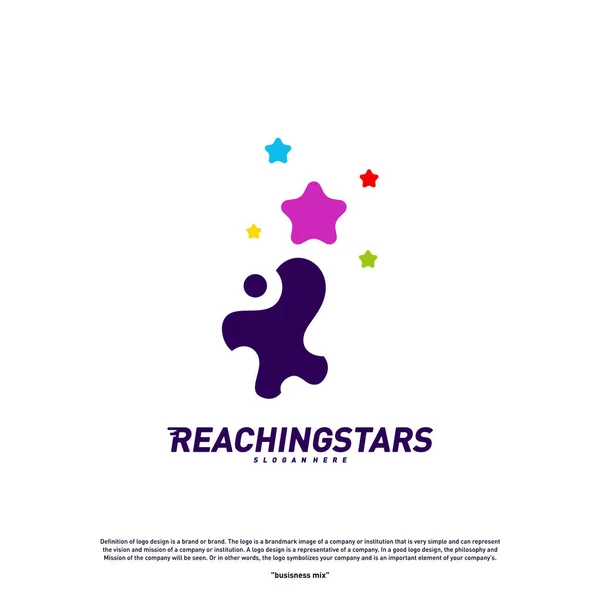 Reaching Stars Logo Design Concept Vector. Child Dream star logo. Colorful, Creative Symbol, Icon — ストックベクタ
