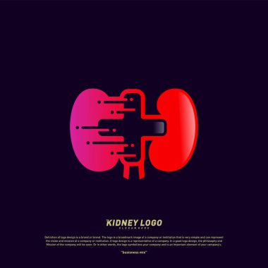 Kidney with Plus Health Logo Design Concept. Urology Logo Vector Template