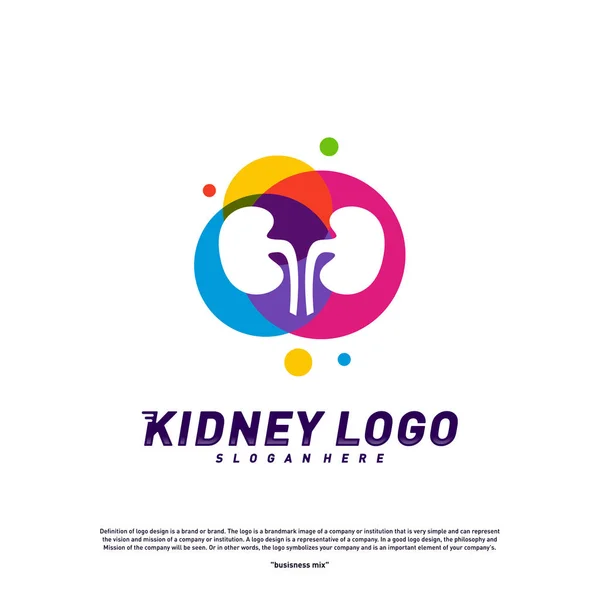 Kolorowe Nerki Logo Design Concept. Wzór Logo Wektora Urologii — Wektor stockowy