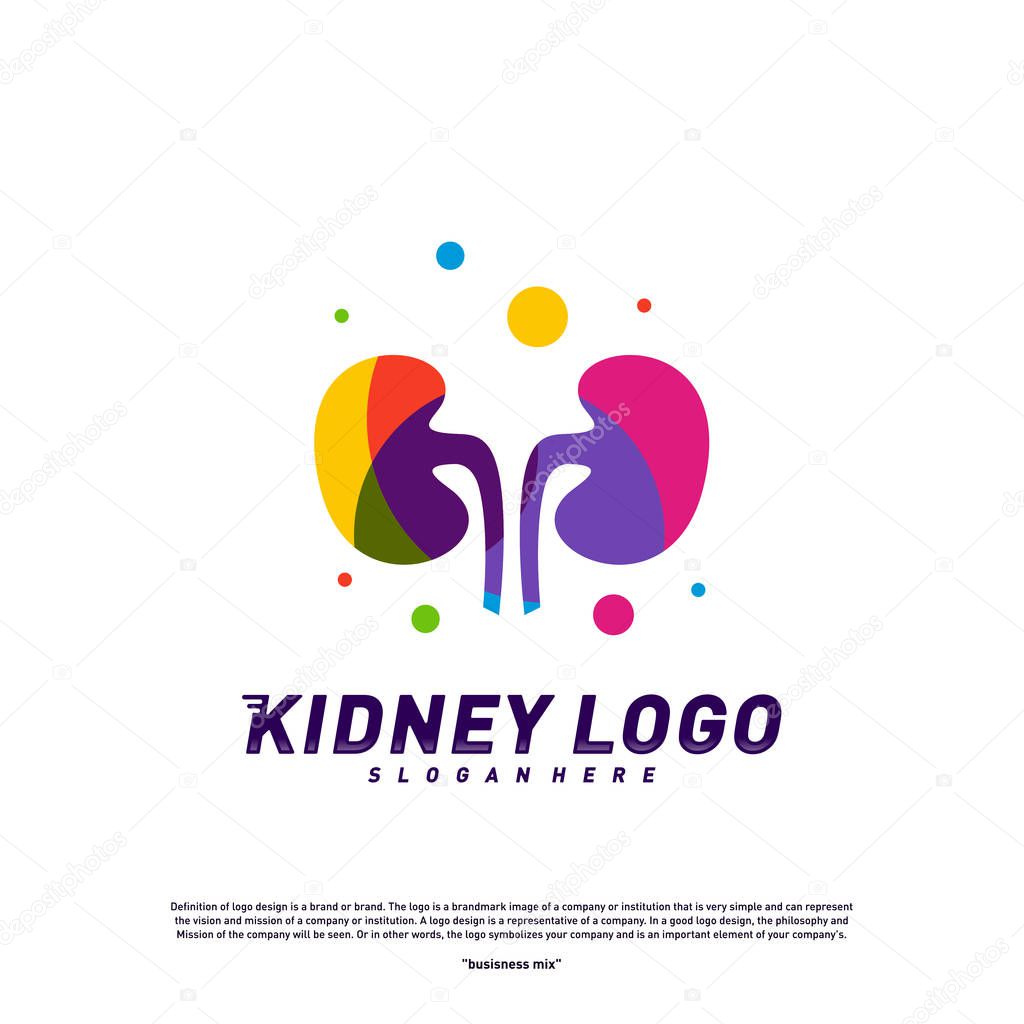 Colorful Kidney Logo Design Concept. Urology Logo Vector Template
