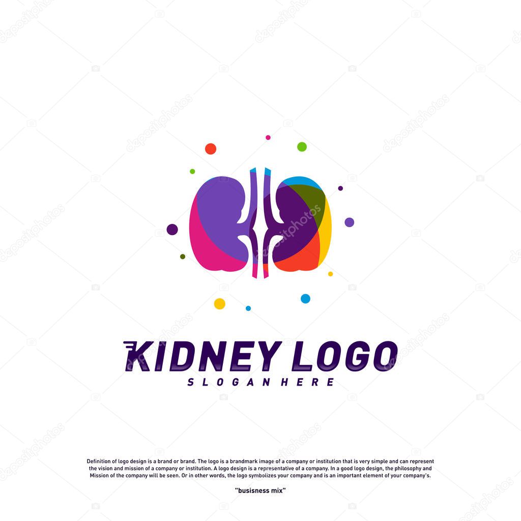 Colorful Kidney Logo Design Concept. Urology Logo Vector Template
