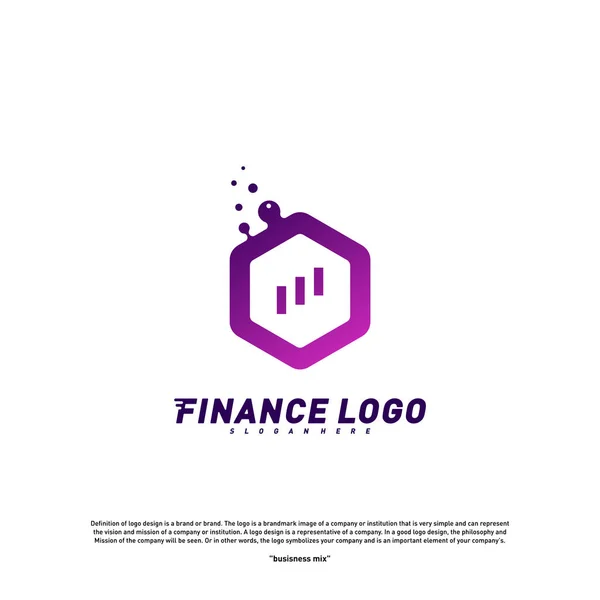 Statistiques colorées Conseillers financiers avec hexagone Logo Design Concept. Modèle de logo Finance Icône vectorielle — Image vectorielle