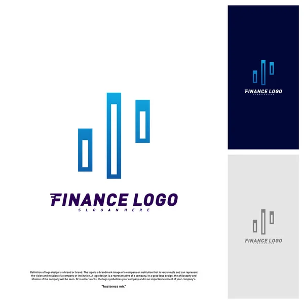 Estadísticas Asesores Financieros Logo Design Concept. Finanzas logo Plantilla Vector Icono — Archivo Imágenes Vectoriales